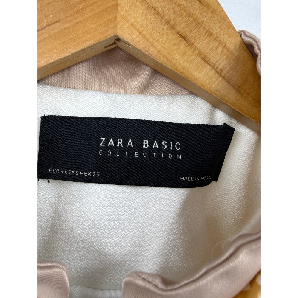 Zara Basic Women Cream Pink Tiger Bamboo Print Satin Bomber Jacket Small - Picture 3 of 10